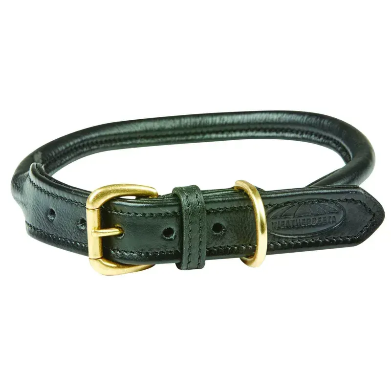 WeatherBeeta Rolled Leather Dog Collar in Black