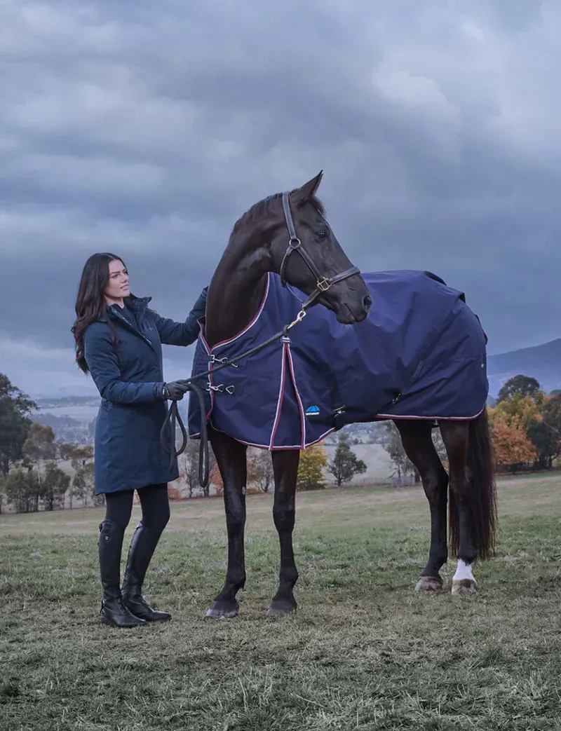 Weatherbeeta 220g ComFiTec Essential Turnout in Navy/Burgundy-2