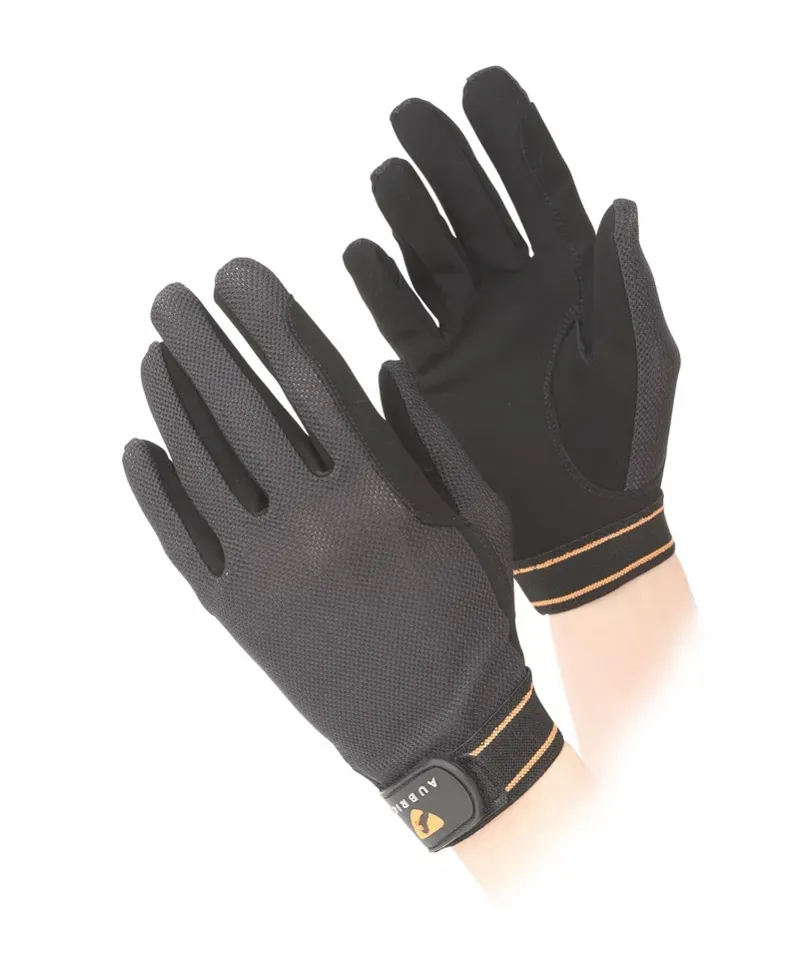 Aubrion Mesh Kids Riding Gloves in Black