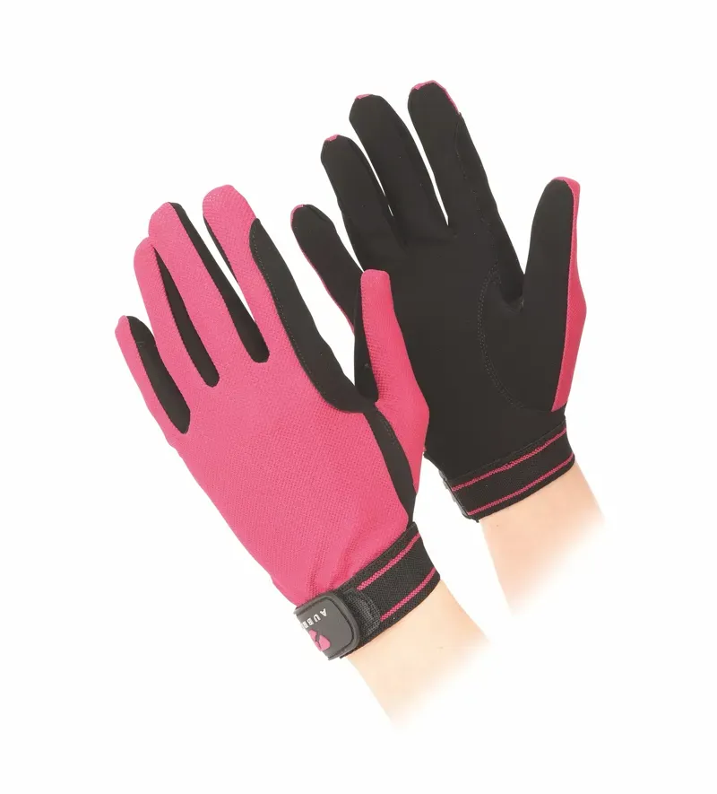 Aubrion Mesh Kids Riding Gloves in Raspberry