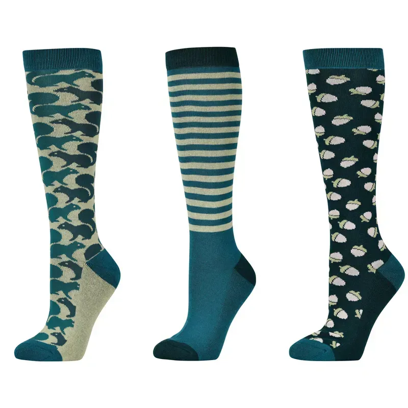 Dublin One Size 3 Pack Socks in Green Autumn