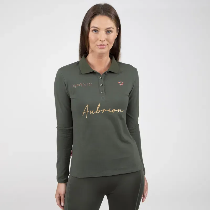 Aubrion Team Long Sleeve Polo in Khaki