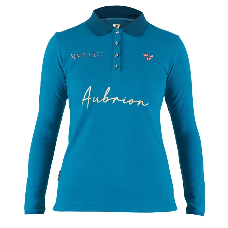 Aubrion Team Long Sleeve Polo in Teal