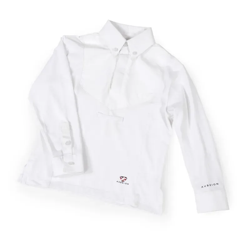 Aubrion Children's Long Sleeve Tie Shirt in White