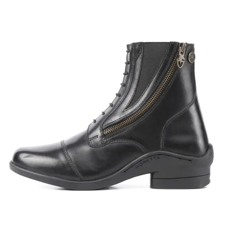 Moretta Alessia Leather Paddock Boots in Black