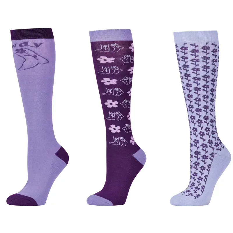 Dublin One Size 3 Pack Socks in Purple Cowgirl