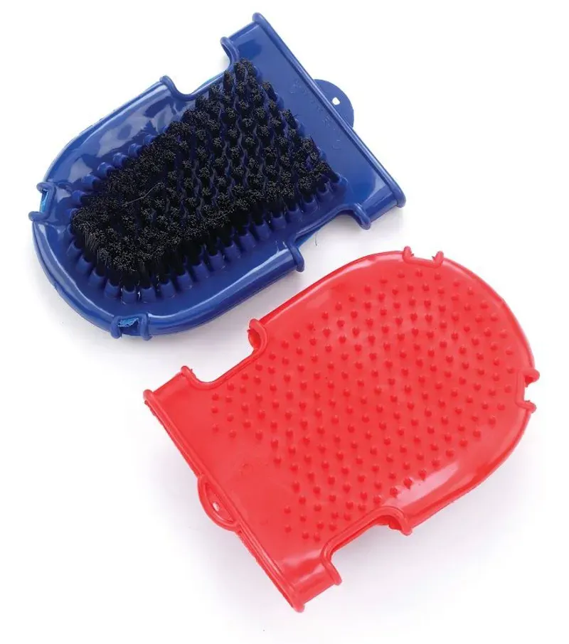 Lincoln Horse Care Accessories Dual Purpose Grooming Gloves in Blue
