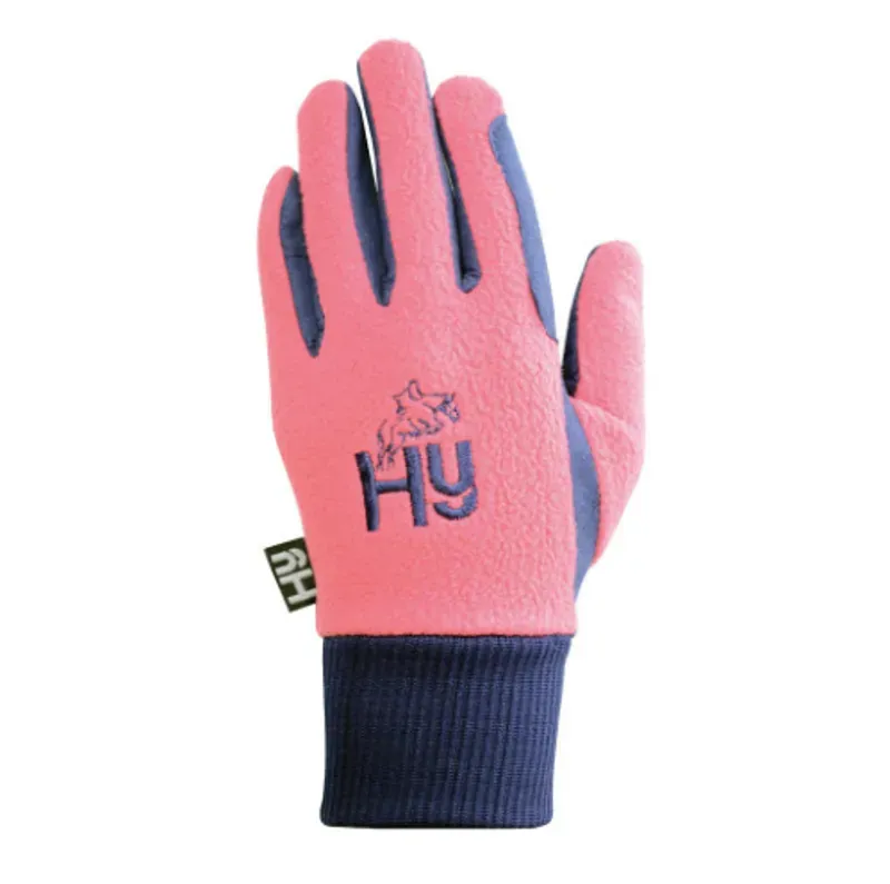 Hy Equestrian Children's Winter Two Tone Riding Gloves in Navy/Pink