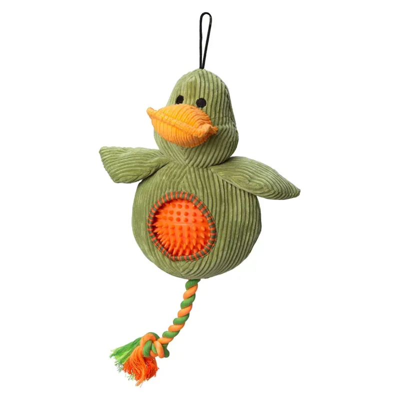 House of Paws Cord Toy with Spiky Ball - Duck