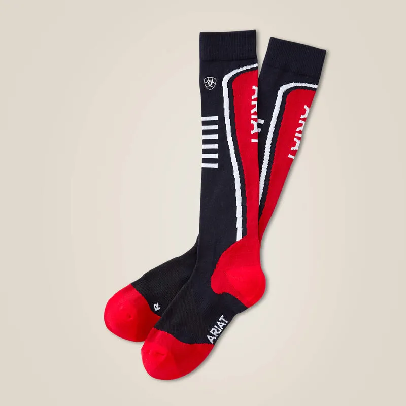 AriatTEK Slimline Performance Socks -  Red/Navy-1