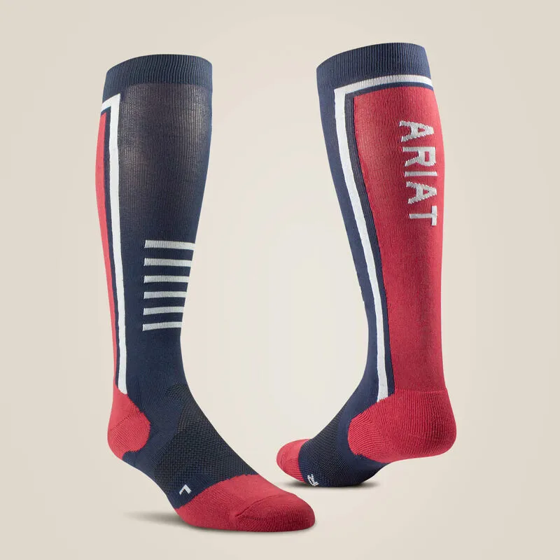 AriatTEK Slimline Performance Socks -  Red/Navy