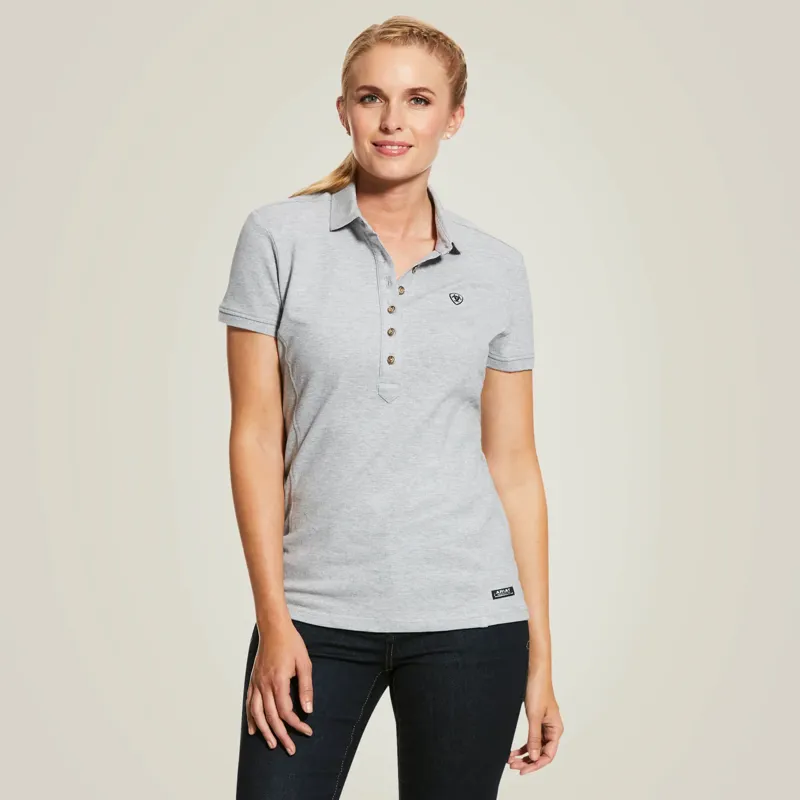 Ariat Women's Prix 2.0 Short Sleeve Polo Shirt Heather Grey