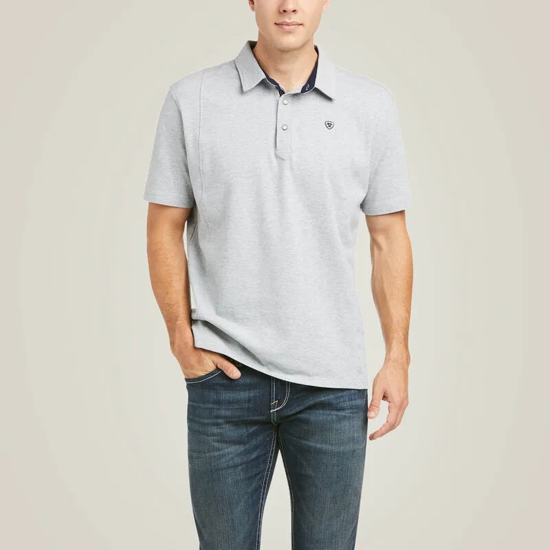 Ariat Mens Medal Short Sleeve Polo Shirt - Grey
