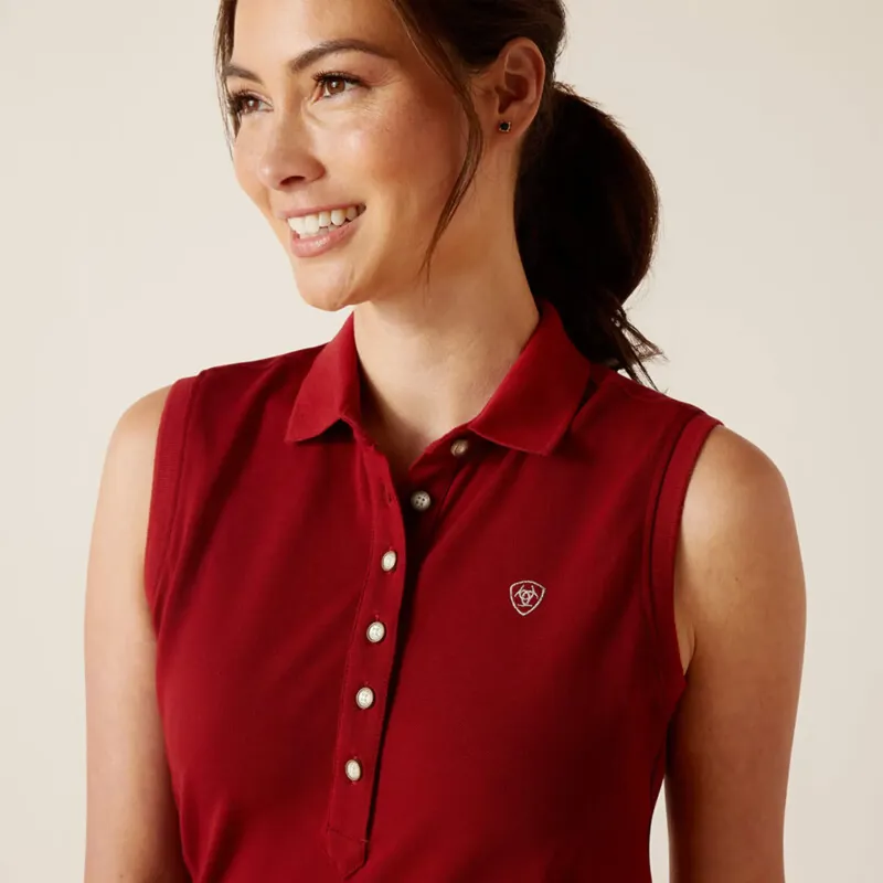 Ariat Womens Prix 2.0 Sleeveless Polo Shirt Sun-Dried Tomato