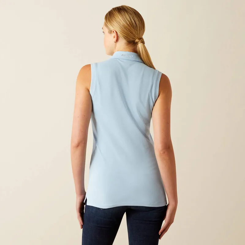 Ariat Prix 3.0 Sleeveless Polo Shirt - Womens Bluebell-2