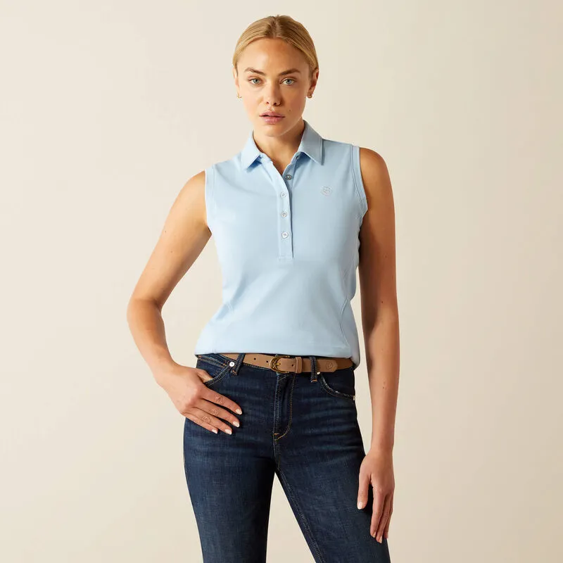 Ariat Prix 3.0 Sleeveless Polo Shirt - Womens Bluebell