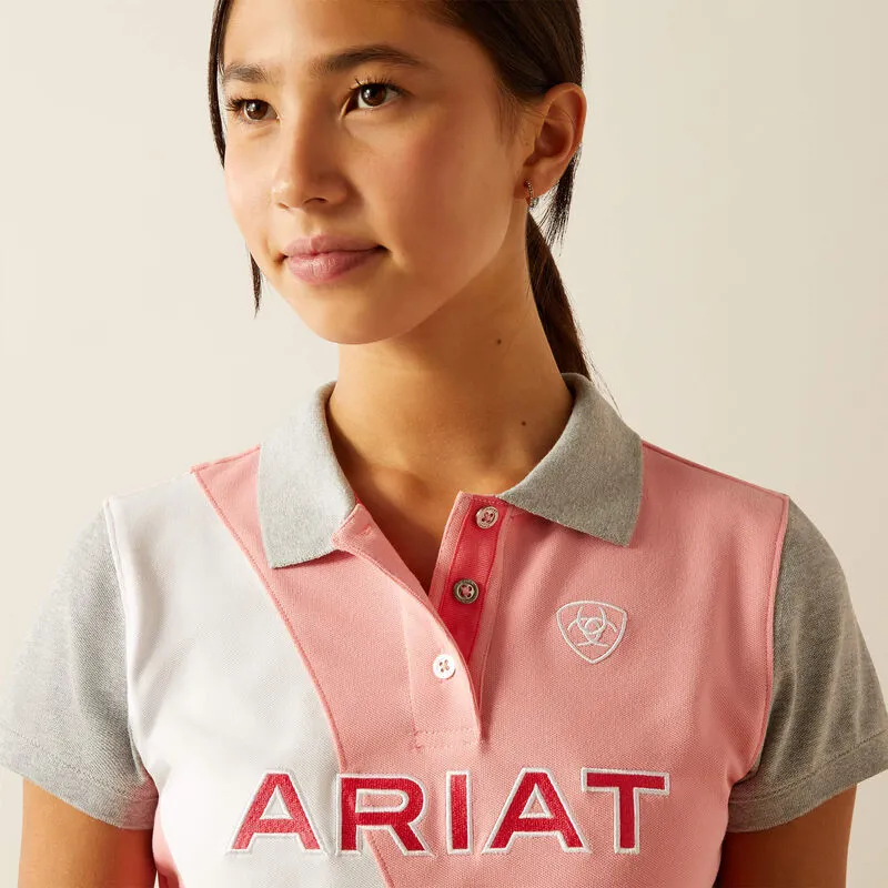 Ariat Youth Taryn Polo Shirt - FLAMINGO PINK CORAL PARADISE-1