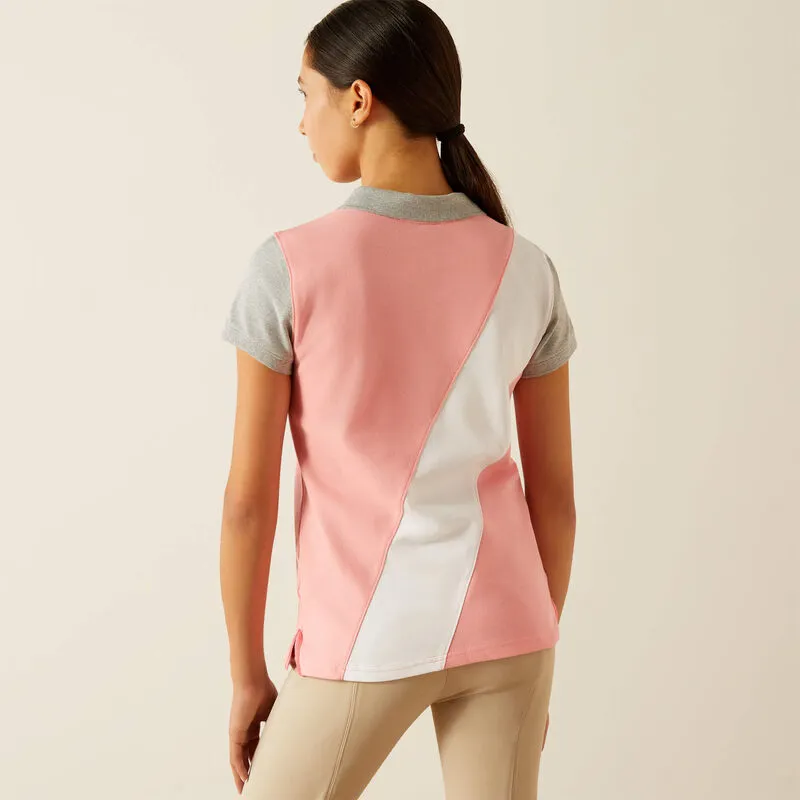 Ariat Youth Taryn Polo Shirt - FLAMINGO PINK CORAL PARADISE-2