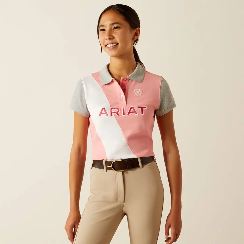 Ariat Youth Taryn Polo Shirt - FLAMINGO PINK CORAL PARADISE