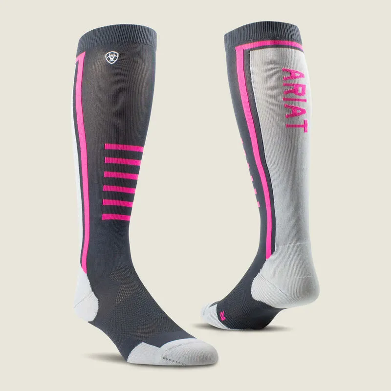 AriatTek Slimline Performance Socks - Ebony/Knockout Pink