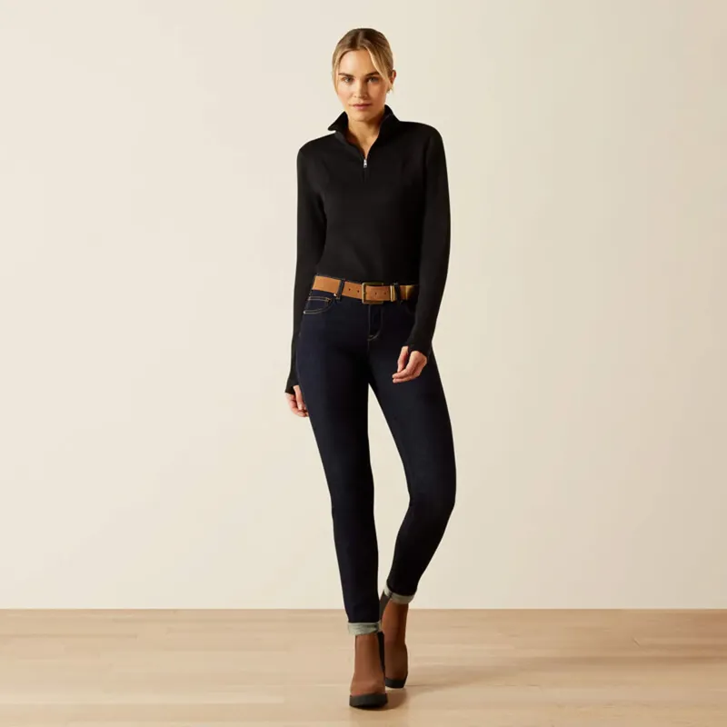 Ariat Womens Lucent 1/4 Zip Baselayer - Black-2