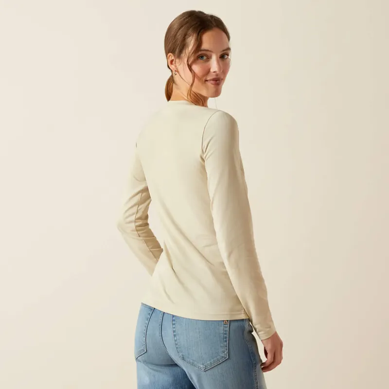 Ariat Womens Ritzy Logo Long Sleeve T-shirt - Pelican-1