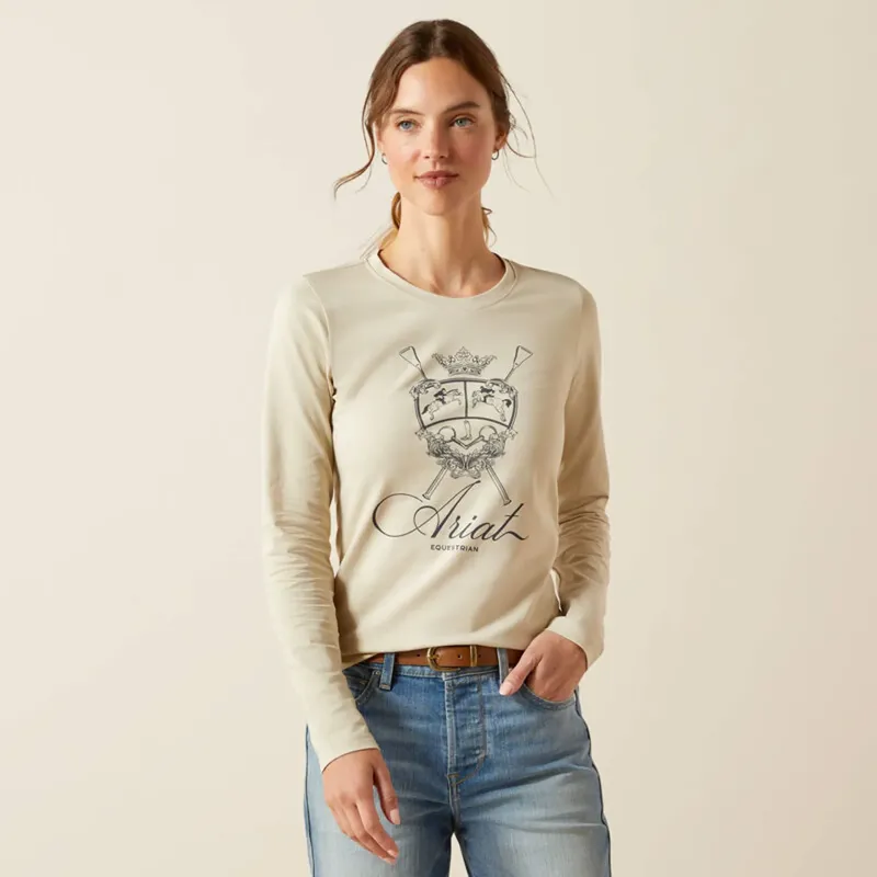 Ariat Womens Ritzy Logo Long Sleeve T-shirt - Pelican