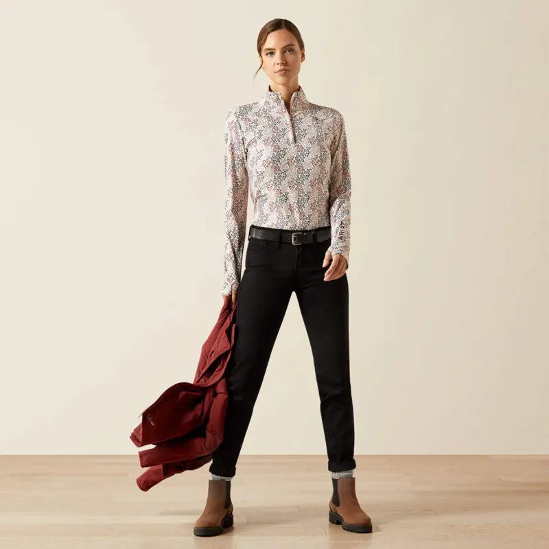 Ariat Womens Lowell 3.0 1/4 Zip Baselayer - Leafy Print-4