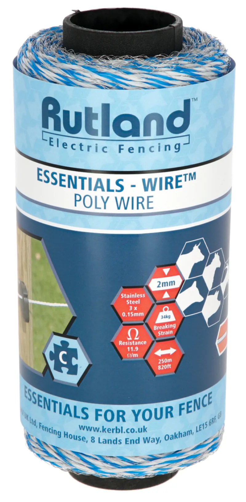 Rutland Electric Fence 2 mm Poly Wire 250m white / blue