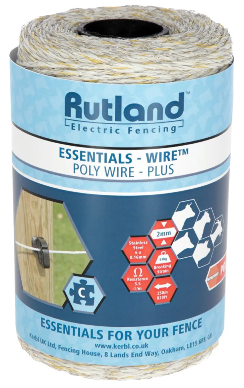 Rutland Electric Fence 2 mm Poly Wire Plus 250m white / yellow