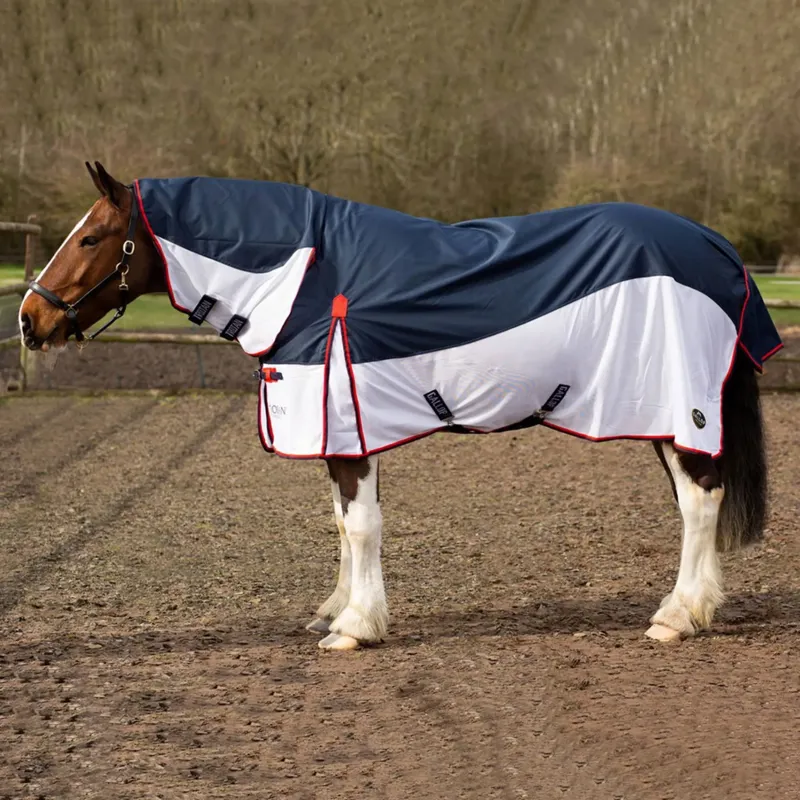 Gallop TROJAN Turnout Fly Rug Combo - Navy/White