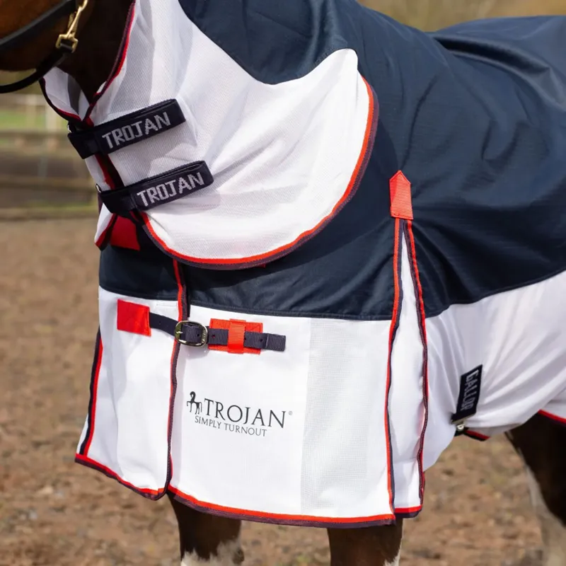 Gallop TROJAN Turnout Fly Rug Combo - Navy/White-3