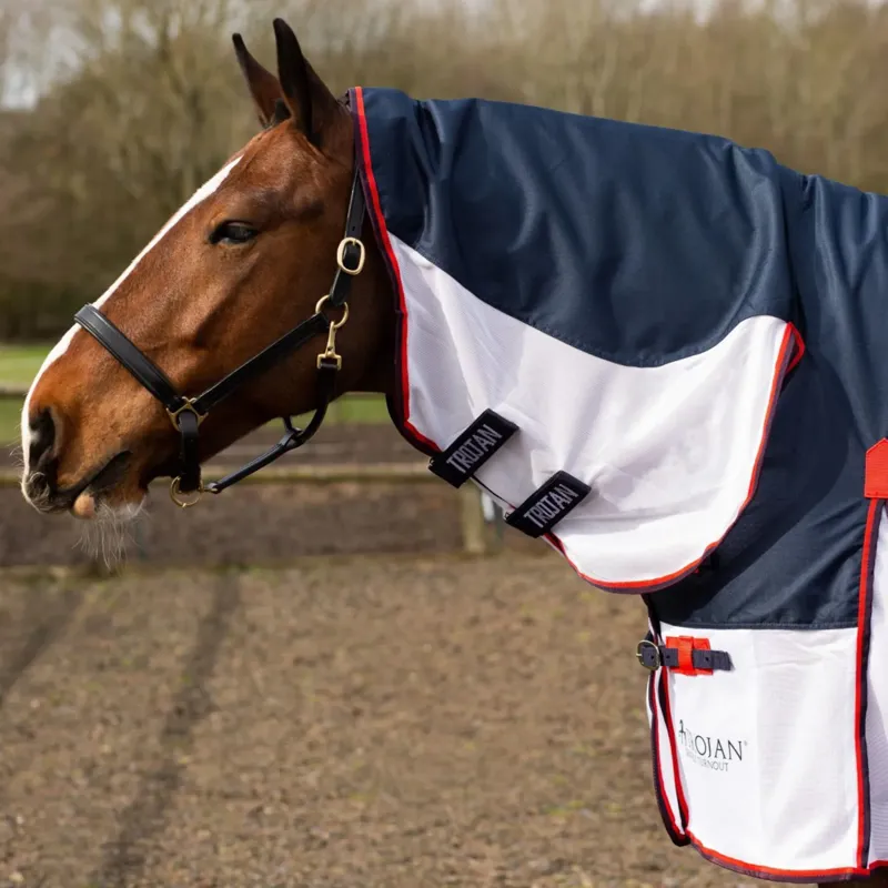 Gallop TROJAN Turnout Fly Rug Combo - Navy/White-1