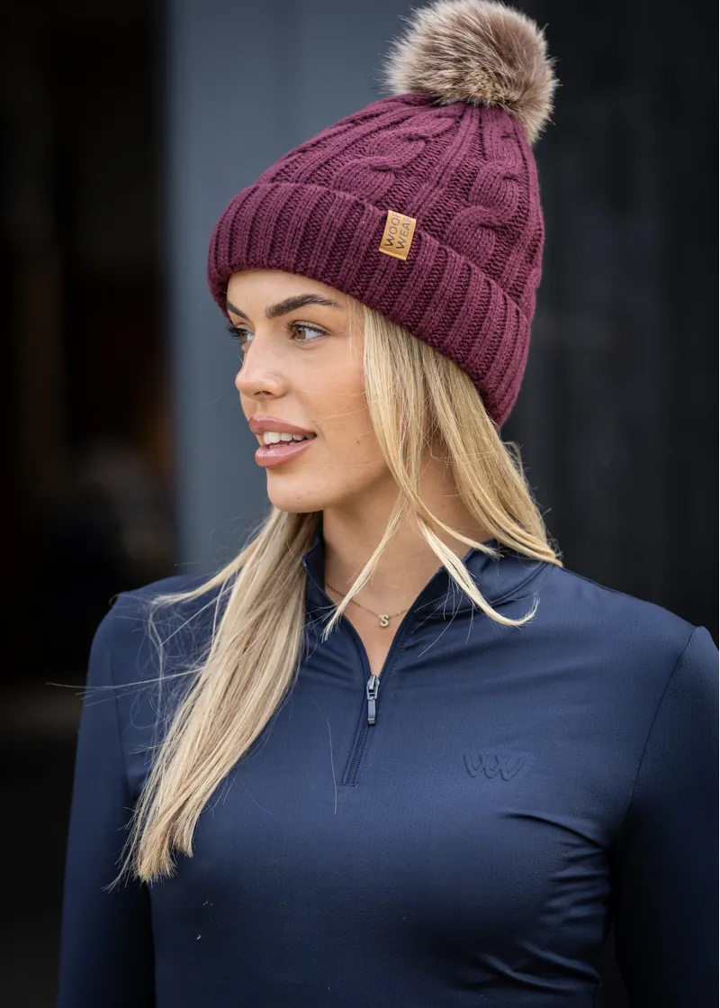 Woof Wear Cable Beanie - Plum-1