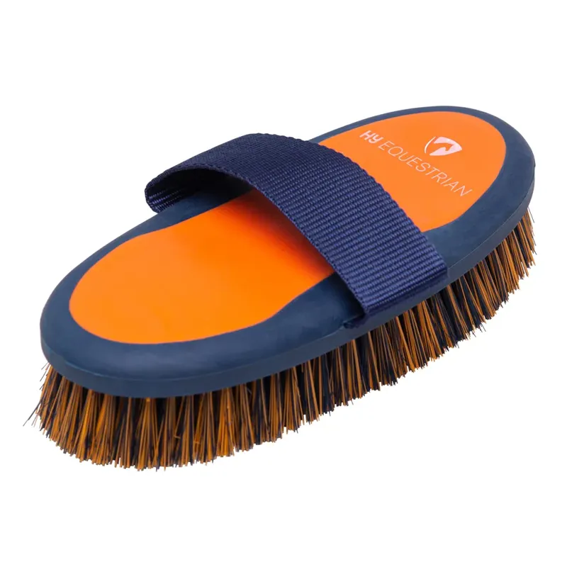 Hy Equestrian Pro Groom Body Brush in Navy/Orange