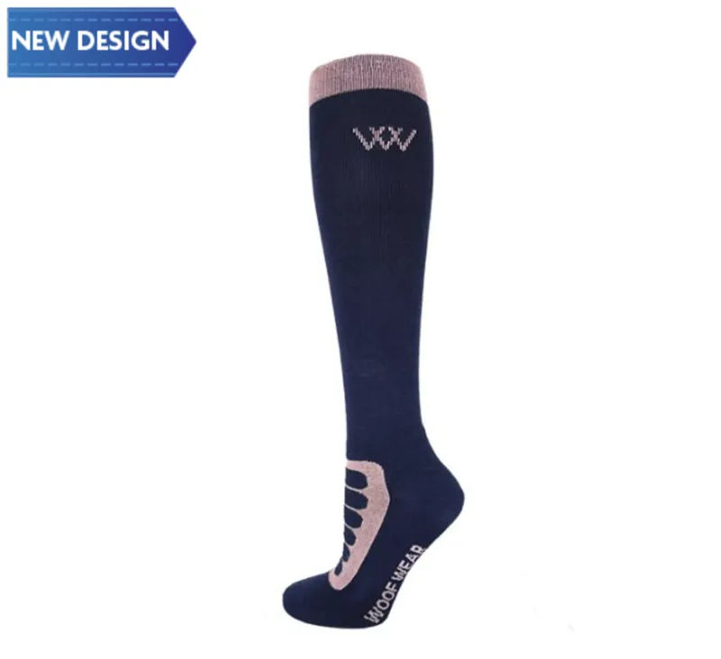 Woof Wear Long Bamboo Tech Riding Sock Navy / Rose