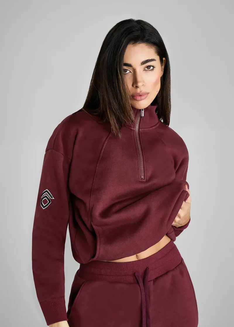 Aztec Diamond EQ Club Half Zip Sweater - Cherry