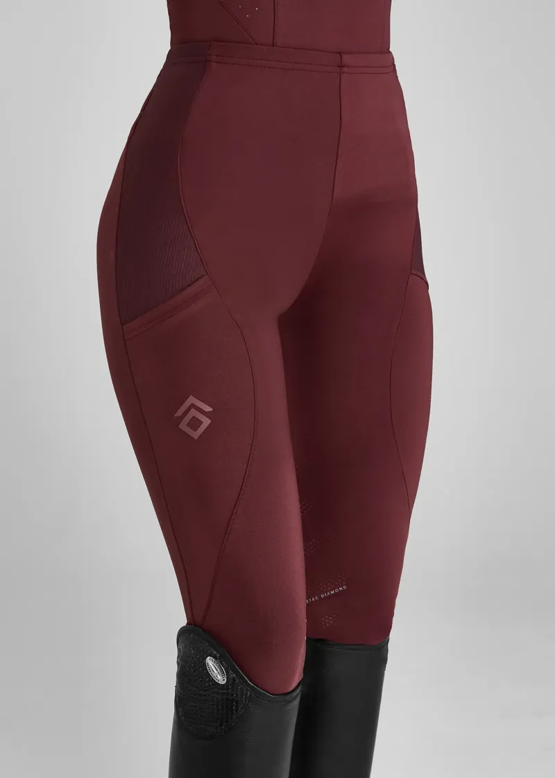 Aztec Diamond Core Leggings Knee Grip - Cherry-1