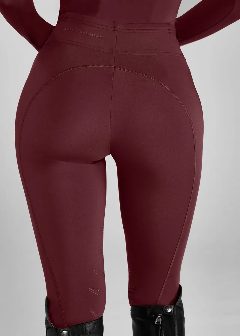 Aztec Diamond Core Leggings Knee Grip - Cherry-2