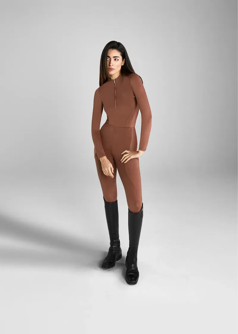 Aztec Diamond Core Leggings Knee Grip - Chestnut-3