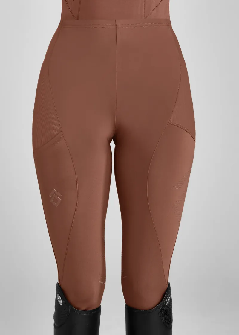 Aztec Diamond Core Leggings Knee Grip - Chestnut-1