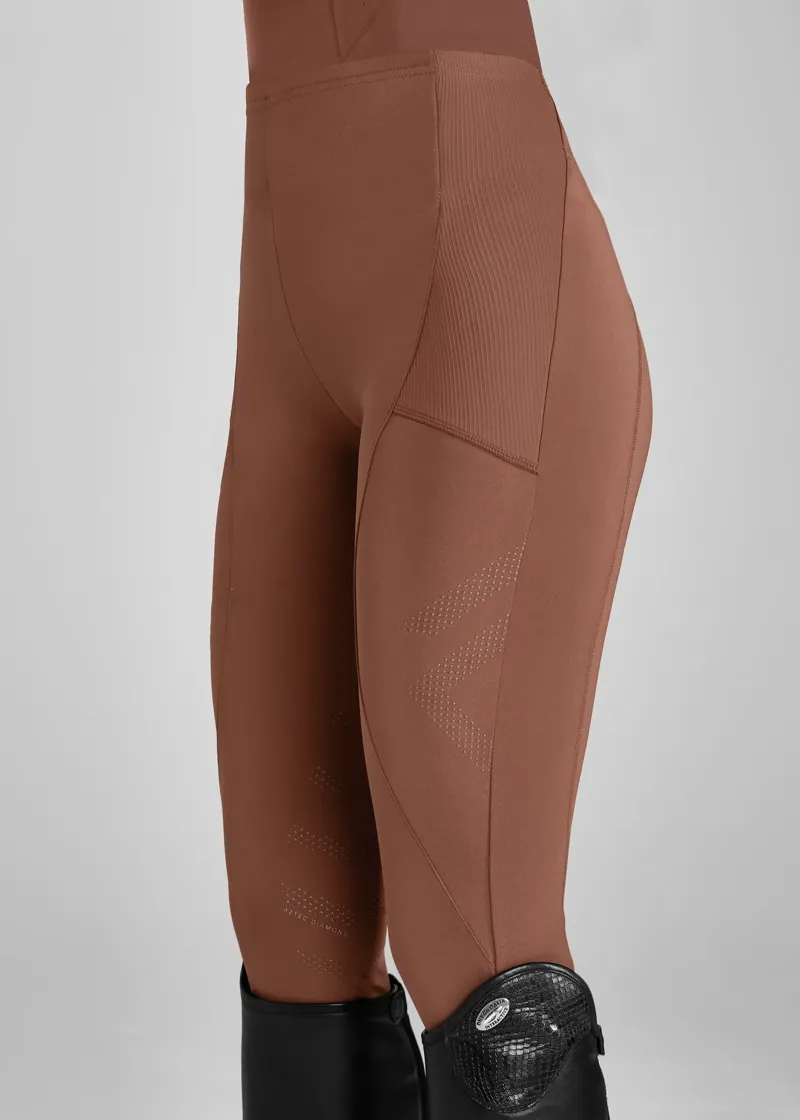 Aztec Diamond Core Leggings Knee Grip - Chestnut-2