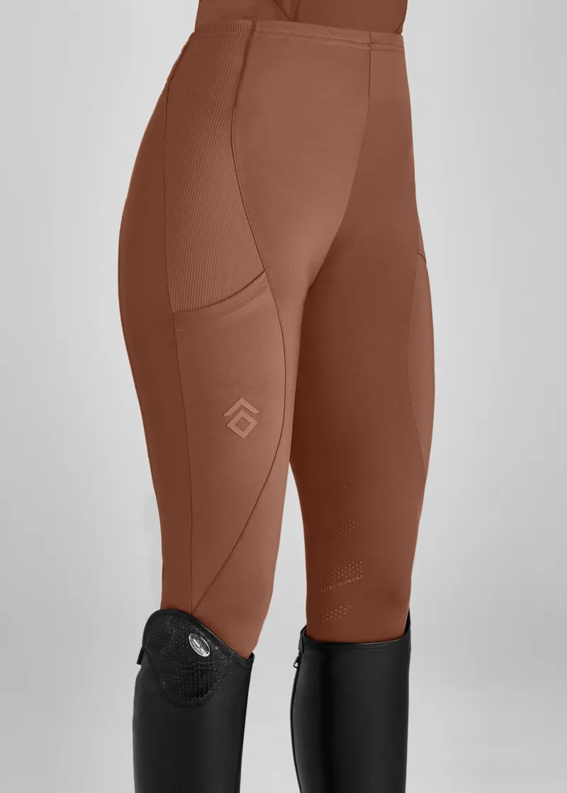 Aztec Diamond Core Leggings Knee Grip - Chestnut