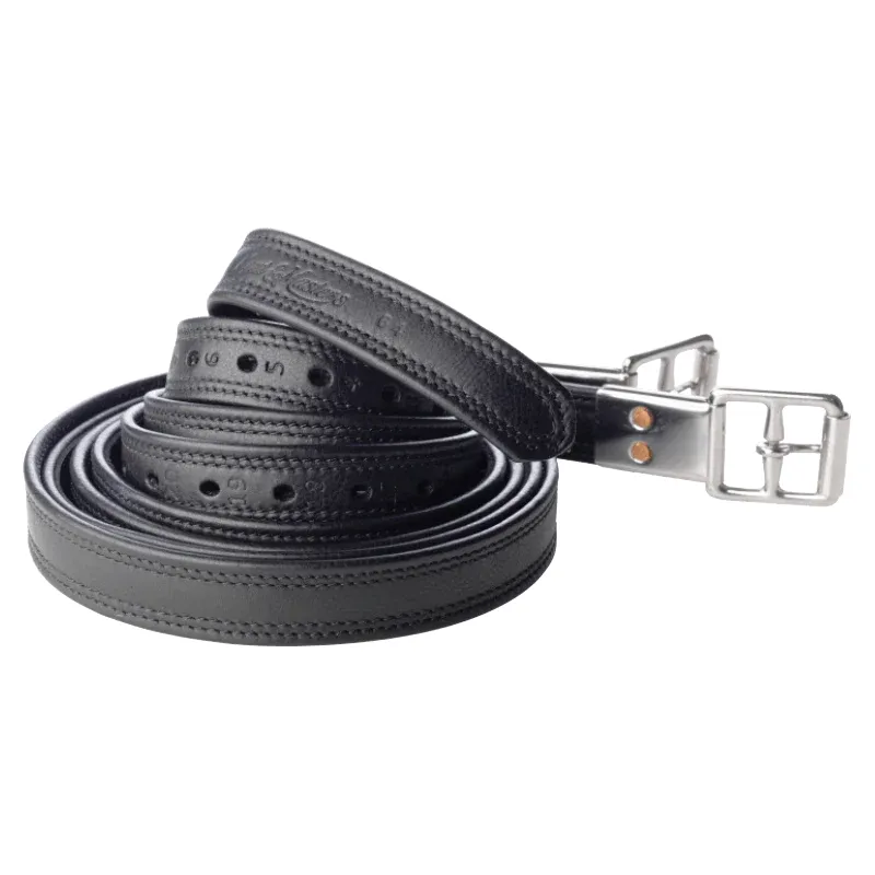 Kent and Masters Hide-covered Stirrup Leathers - Black
