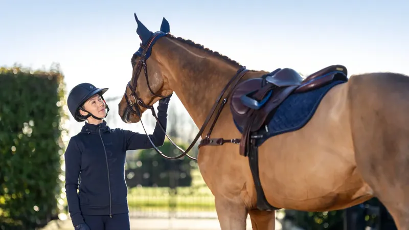 LeMieux Crystal Suede Close Contact Pad - Navy - Large-2