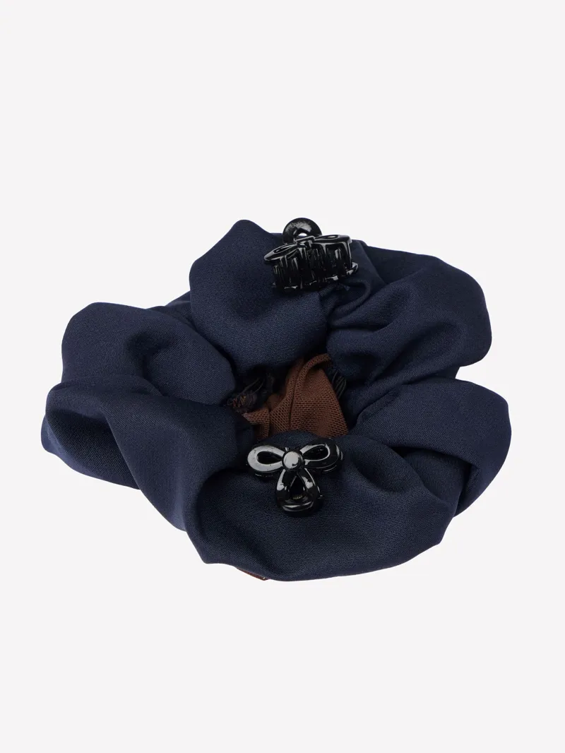 LeMieux Scrunchie with Crystal Hair Net - Navy/Brown-1