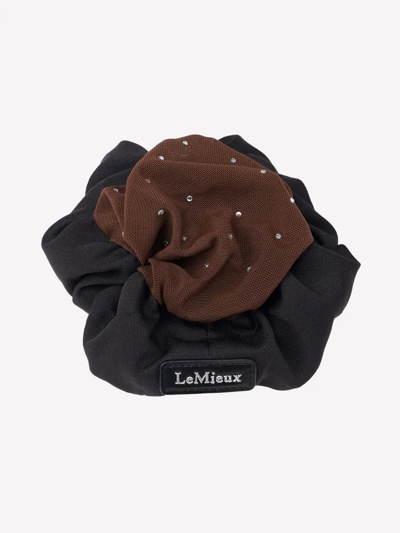 LeMieux Scrunchie with Crystal Hair Net - Black/Brown