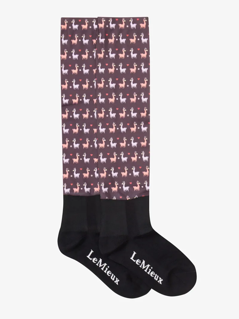 LeMieux Footsie Socks Llamas - Damson-1
