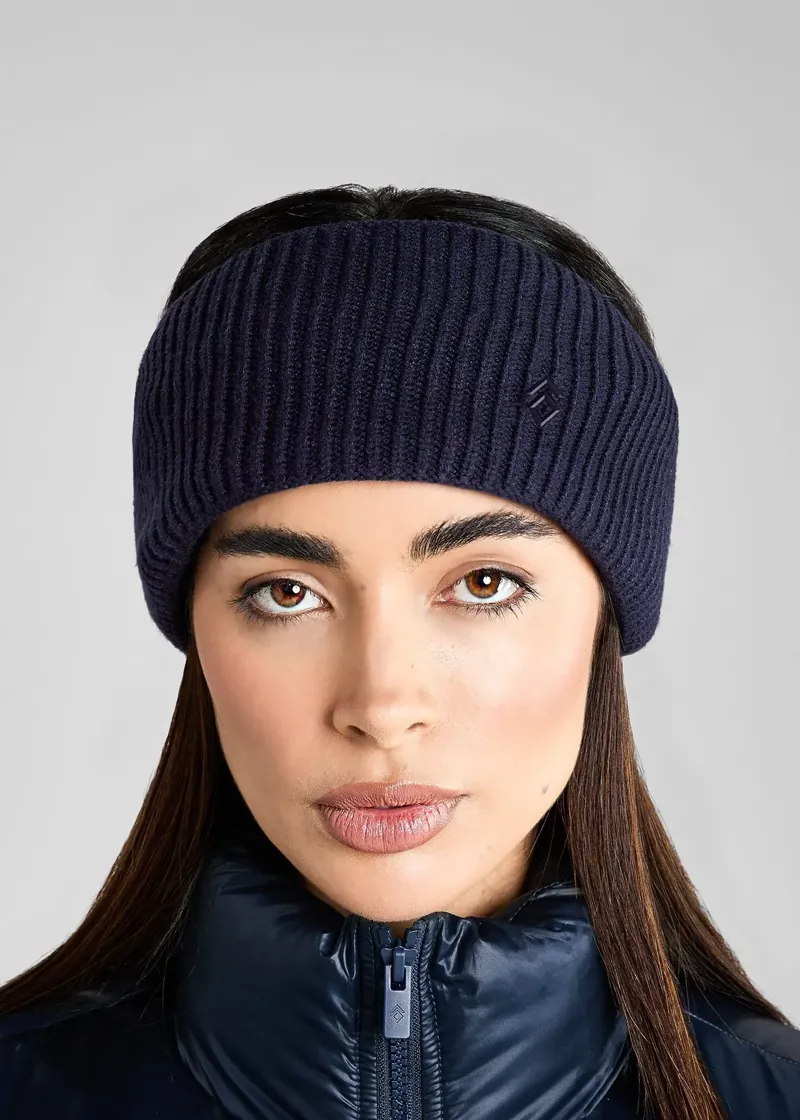 Aztec Diamond Knitted Headband - Navy-1