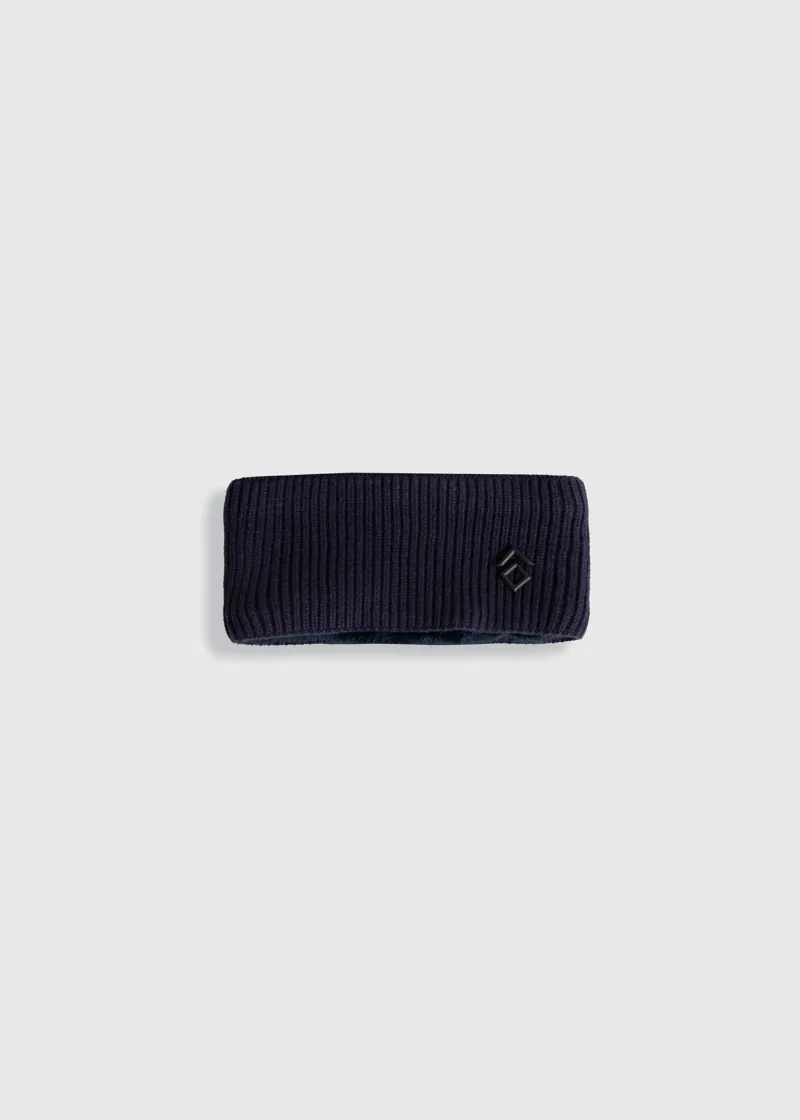 Aztec Diamond Knitted Headband - Navy-2